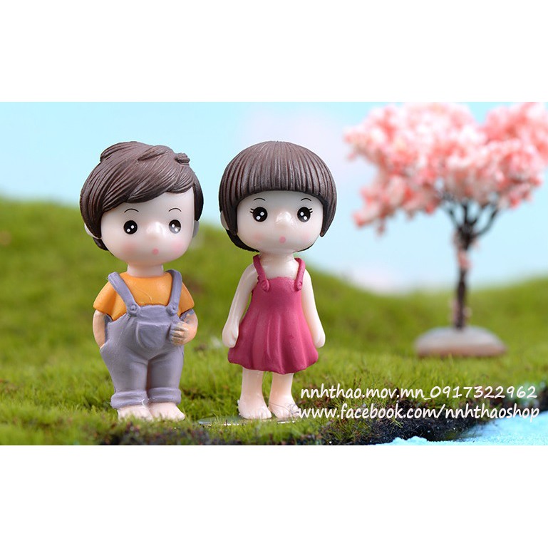 Tượng chibi nam nữ trang trí mô hình, tiểu cảnh