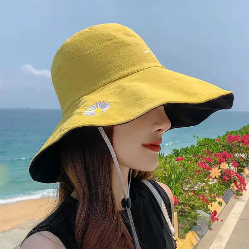 Mũ Rộng Vành Chống Tia Cực Tím Hai Mặt Có Thể Mặc Vào Mùa Hè Cho Nữ