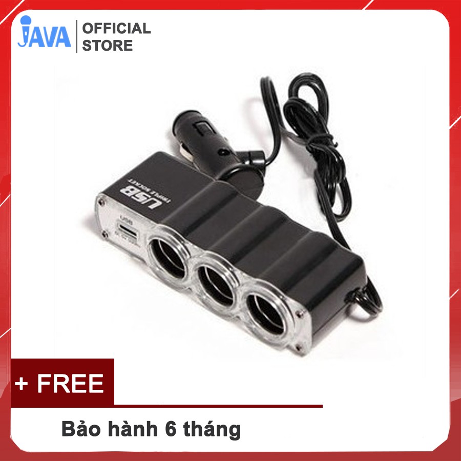 Bộ Chia 3 Tẩu Sạc Ô Tô - Cao cấp - Tích hợp USB [ BH 6 THÁNG ]