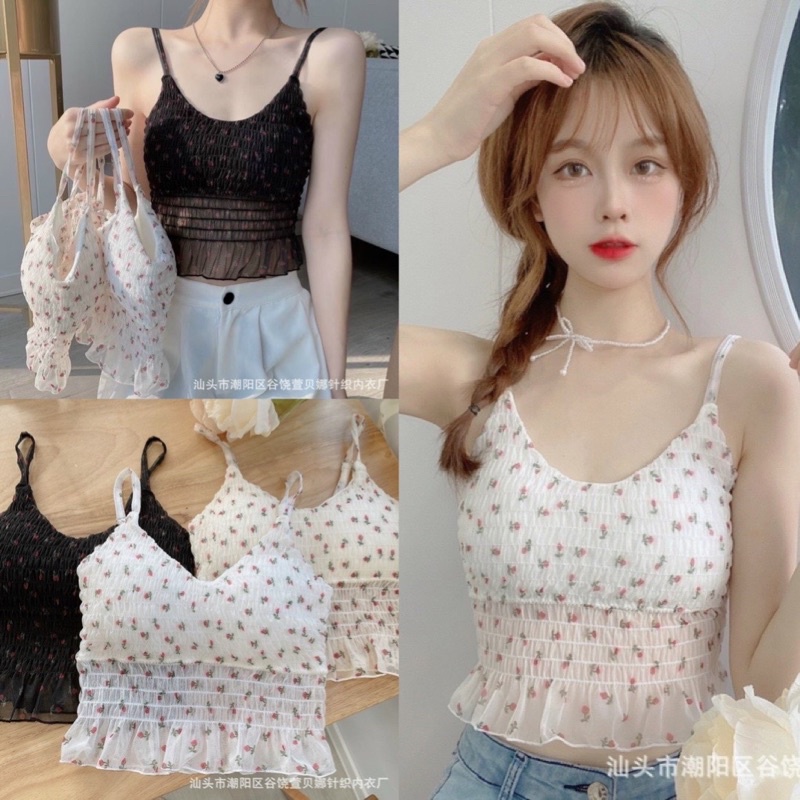 Áo bra hoa nhí có mút ngực