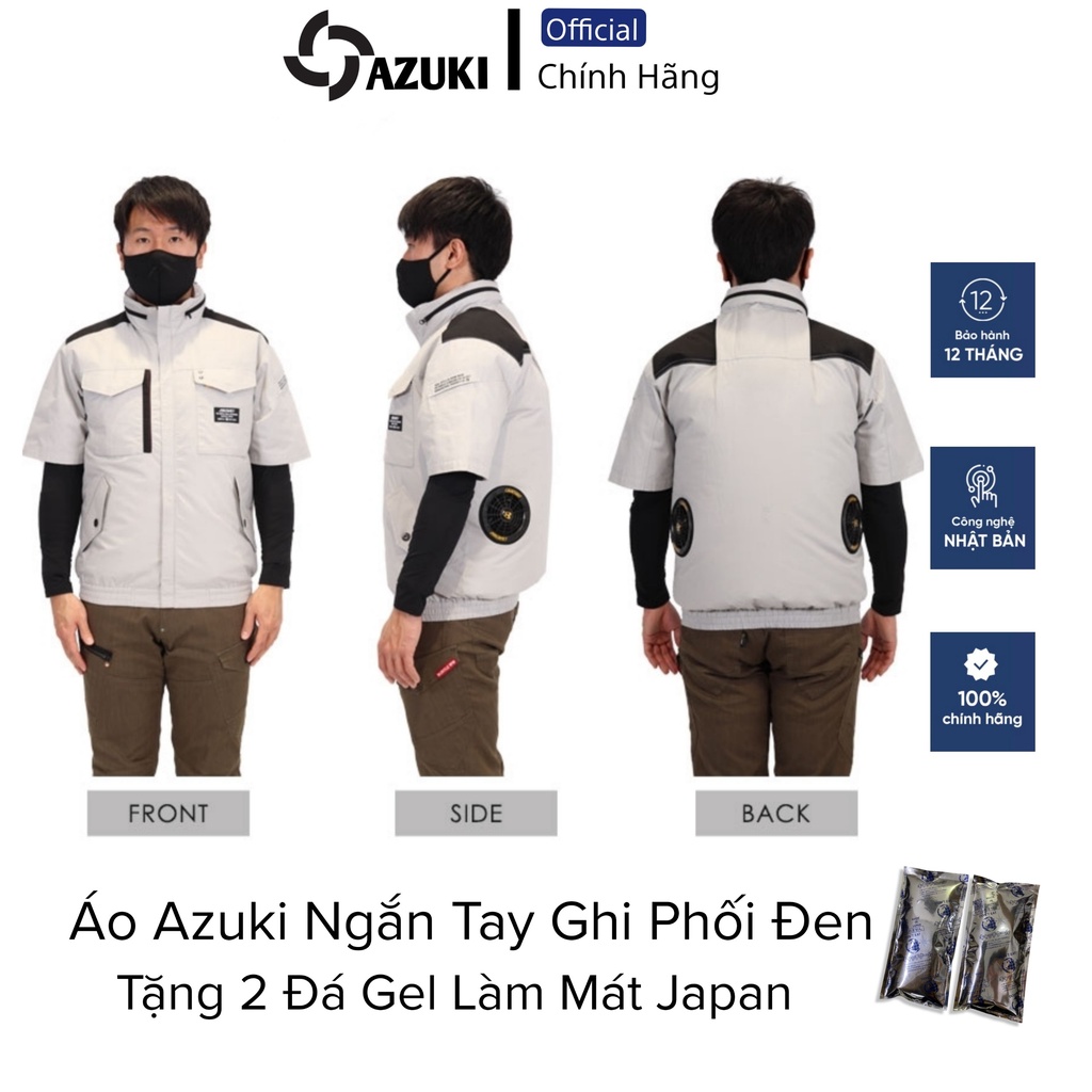 Áo Điều Hòa Nhật Bản AZUKI SUPER V2S Bản Cộc Tay, Thời Gian Chạy Cực Lâu, Quạt Không Chổi Than Chống Nước, BH 12 Tháng