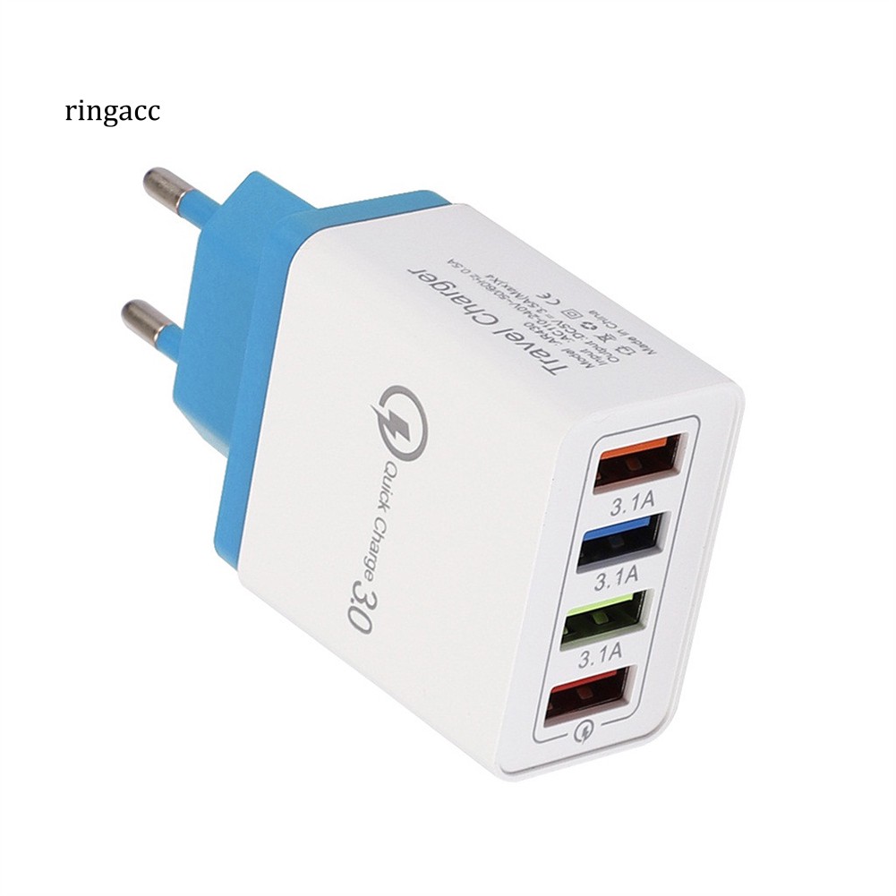 Củ sạc nhanh 4 cổng USB QC3.0 dùng khi du lịch