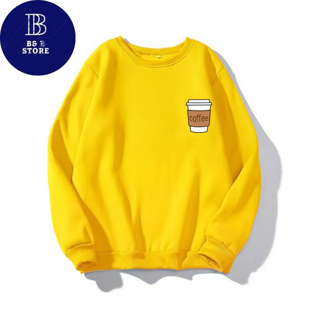ÁO SWEATER NỈ UNISEX KHÔNG NÓN IN LY COFFEE CỰC ĐẸP ÁO FORM RỘNG NAM NỮ NHIỀU MÀU