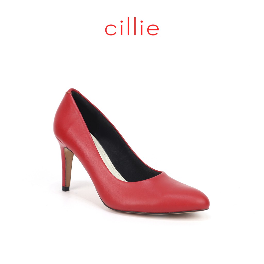 Giày cao gót nữ mũi tròn basic da thật êm mềm gót cao 7cm Cillie 1060