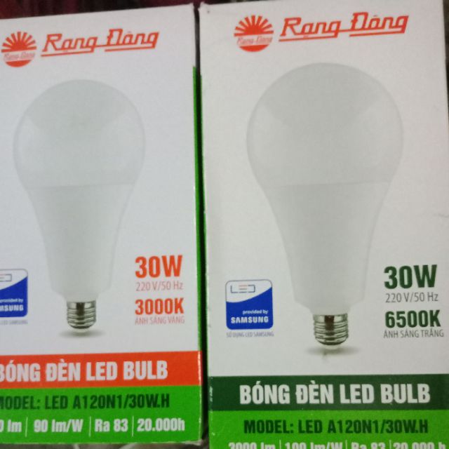 Bóng đèn Led Buld trụ 30W Rạng Đông (ánh sáng trắng+vàng )