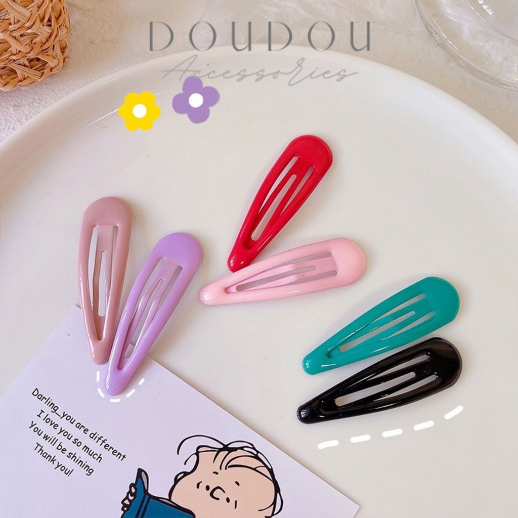 Phụ kiện kẹp tóc xinh DOUDOU Kẹp tóc mái hình elip sơn dầu cao cấp Cặp bấm mái nữ thời trang FJ010