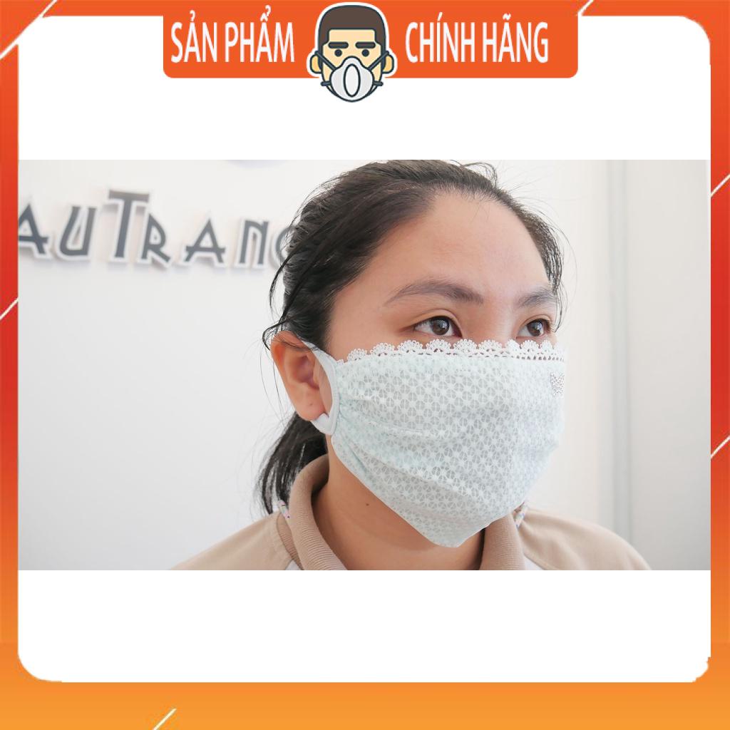 Khẩu trang vải lưới có hoa văn thiết kế độc lạ thời trang phụ nữ
