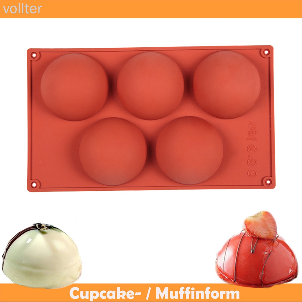 Khuôn Silicone Làm Bánh Hình Bán Nguyệt 5 Ngăn Chống Dính Tiện Dụng Cho Nhà Bếp