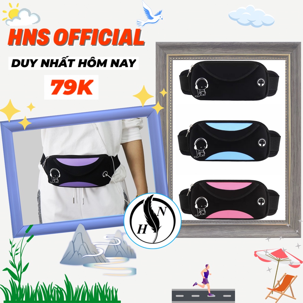 Túi đeo hong nam, túi đeo eo nữ không thấm nước, túi đựng điện thoại chạy bộ, đi chơi, du lịch có phản quang HNS