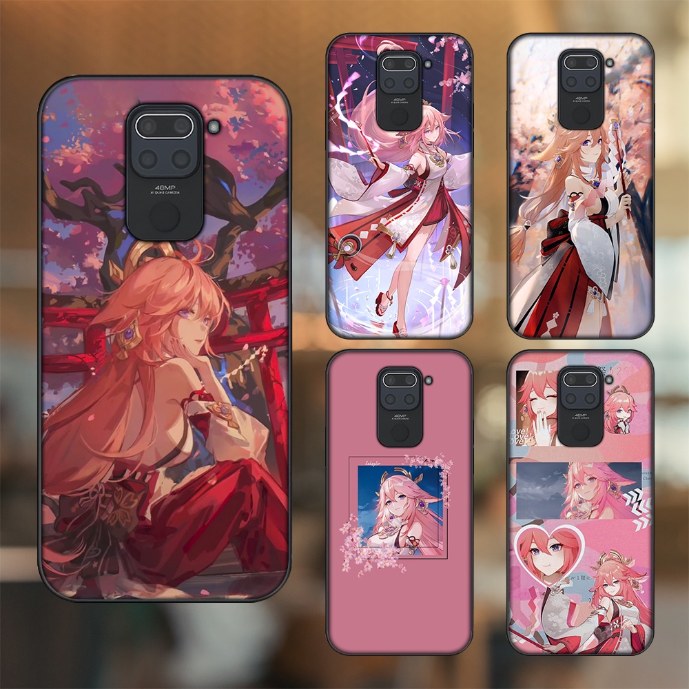 Ốp lưng Xiaomi Redmi Note 9 viền đen in hình Yae Miko Genshin Impact