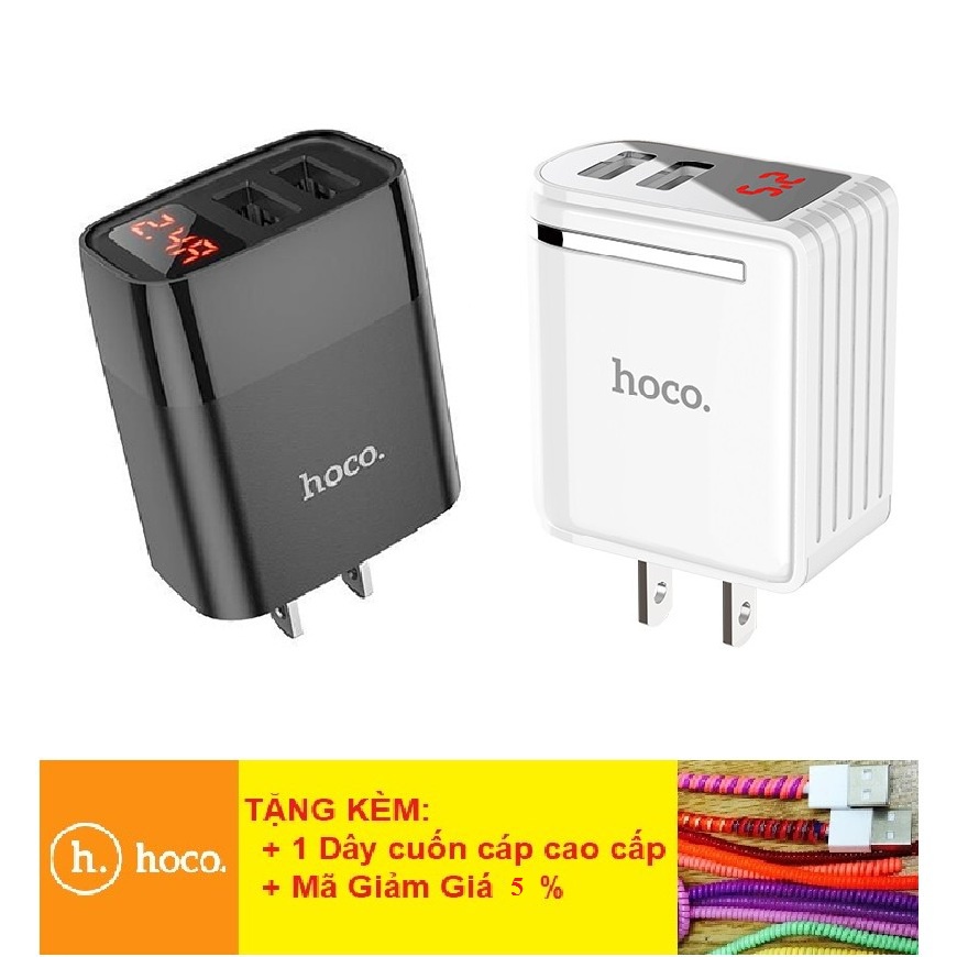 Sạc Điện Thoại FREESHIP Củ Sạc Hoco C39/C86 - Sạc Nhanh 2 Cổng 2.4A, Đèn Led Báo Dòng Điện - BH 12 Tháng