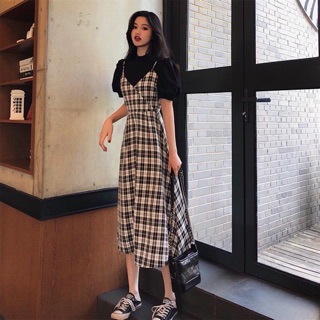 Set váy yếm liền tay bồng tiểu thư nữ tính siêu đẹp ulzzang