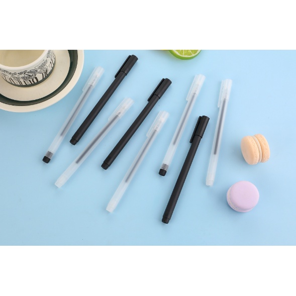 Bút bi nước văn phòng mực gel 0.5mm mực đều nét chữ đẹp đủ màu xanh đen - MyNa Mart
