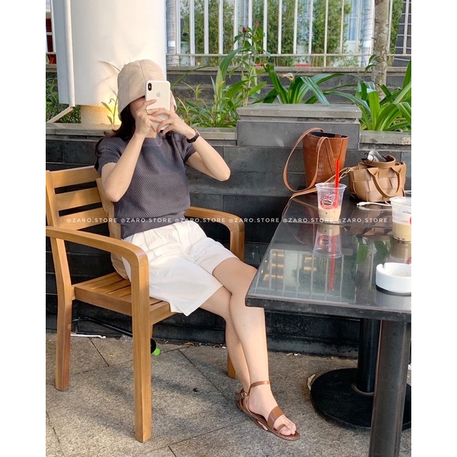 Áo len croptop tay kiểu
