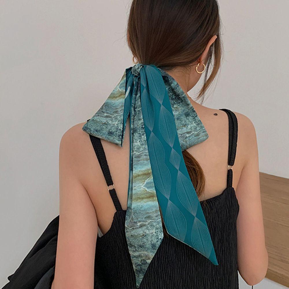 Khăn Quàng Cổ Lụa Satin In Họa Tiết Tranh Sơn Dầu Phong Cách Hàn Quốc