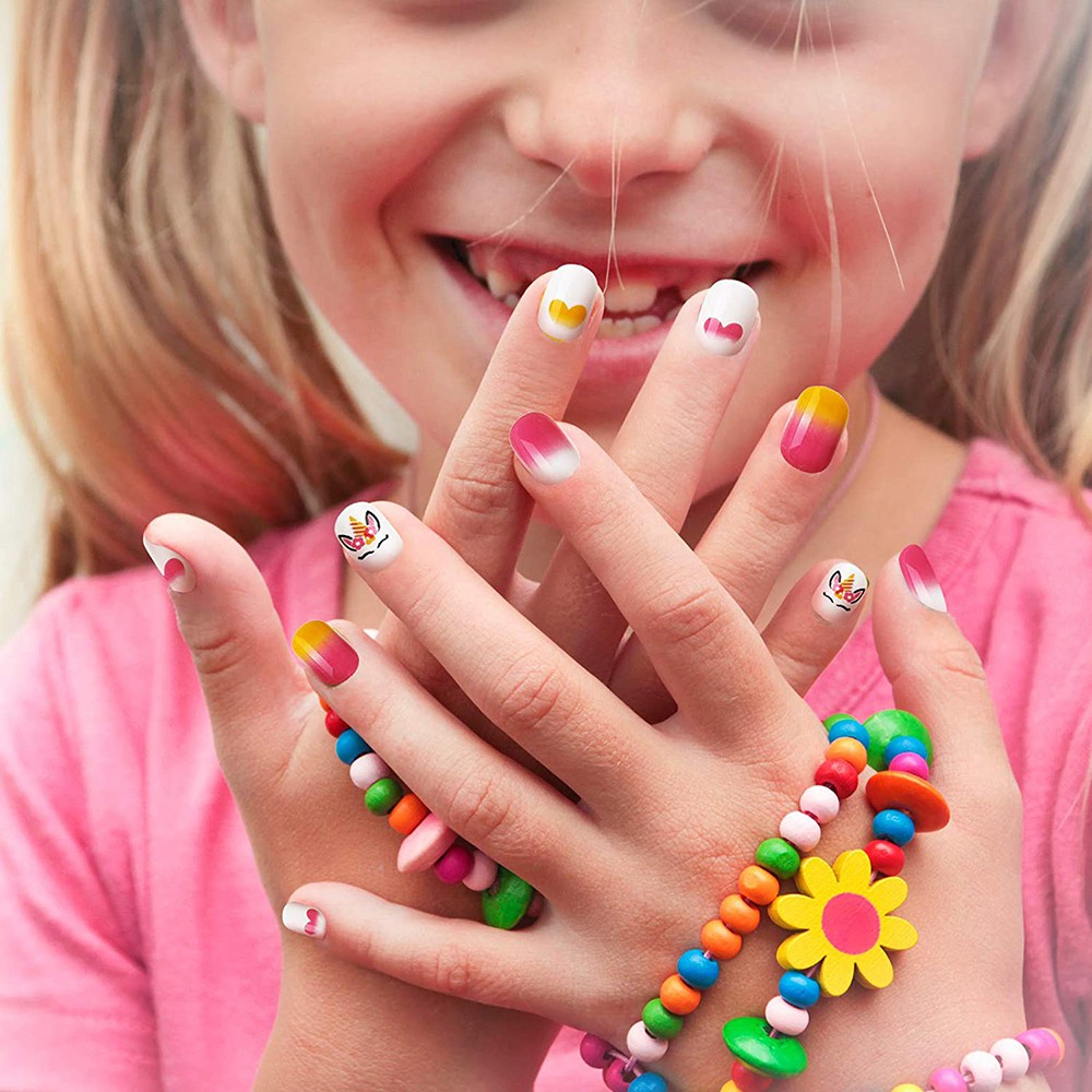 [Hàng mới về] Set 24 móng tay giả họa tiết xinh xắn dành cho bé