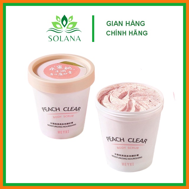 Một hũ tẩy da chết body đào Heyxi Peach Clear Body Scrub 200G Senabeauty SOLANA