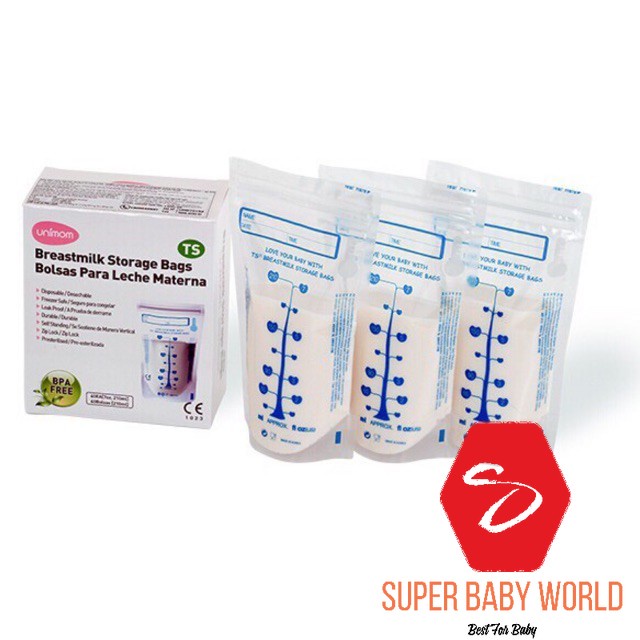 TÚI ĐỰNG SỮA MẸ - TRỮ SỮA MẸ - CẢM ỨNG NHIỆT UNIMOM TS KHÔNG CÓ BPA 210ML (30 TÚI/HỘP)