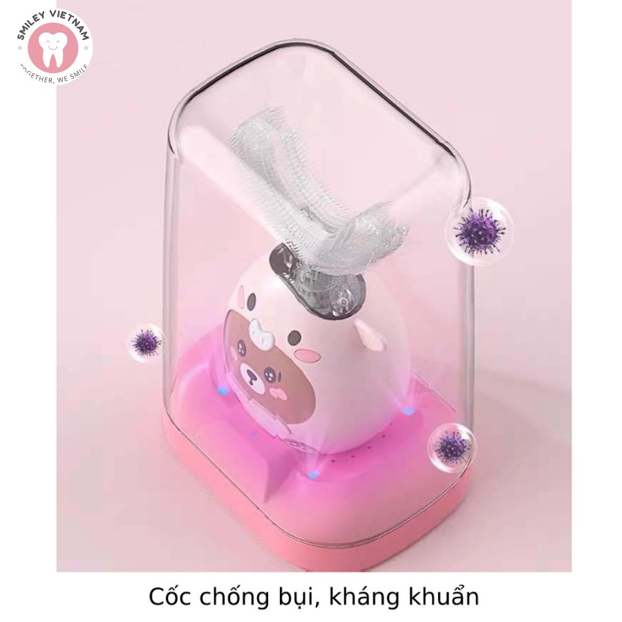 Bàn chải điện cho bé Maser V9, Bàn chải đánh răng cho bé đầu chữ U - Công nghệ Đức giúp bé chăm sóc răng miệng tự động