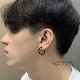 [ẢNH THẬT] Khuyên tai khoen tròn basic nhiều size nam nữ đen bạc