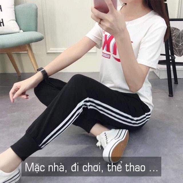 Quần Jogger Thể Thao Nữ, Quần 3 Sọc Nữ Bo Gấu Siêu Hot J321 | BigBuy360 - bigbuy360.vn