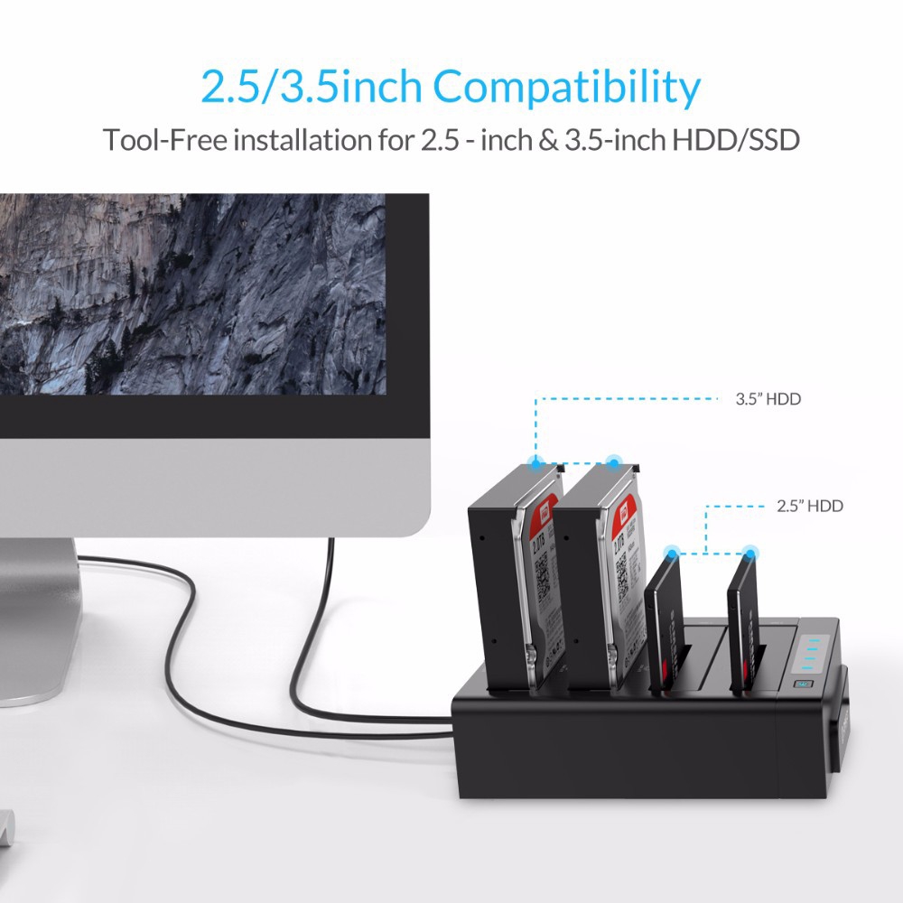 Đế Gắn Ổ Cứng Ngoài Orico 64TB USB 3.0 SATA I / II / III 4 Cho 2.5 / 3.5 Inch HDD SSD (6648US3)