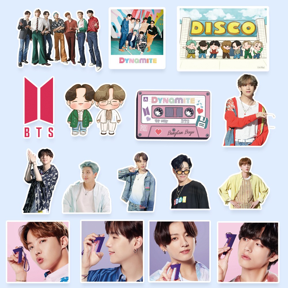 Set 76 Miếng Dán Chống Thấm Nước Hình Graffiti BTS Trang Trí Vali / Ván Trượt / Laptop