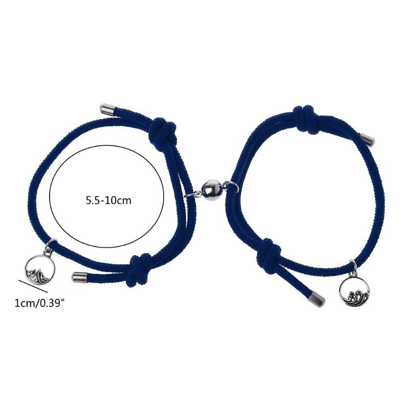Set 2 Vòng Tay Bện Dây Có Nam Châm Cho Cặp Đôi Thiết Kế Xinh Xắn