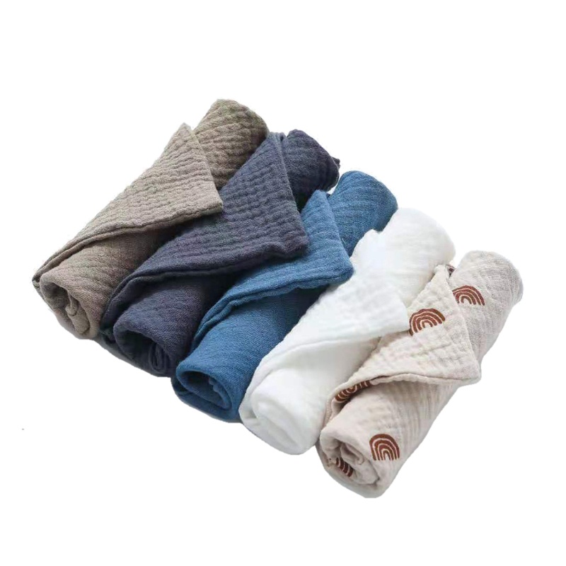 5 Khăn lau mặt kiêm yếm ăn vải cotton hình vuông tiện dụng cho bé sơ sinh