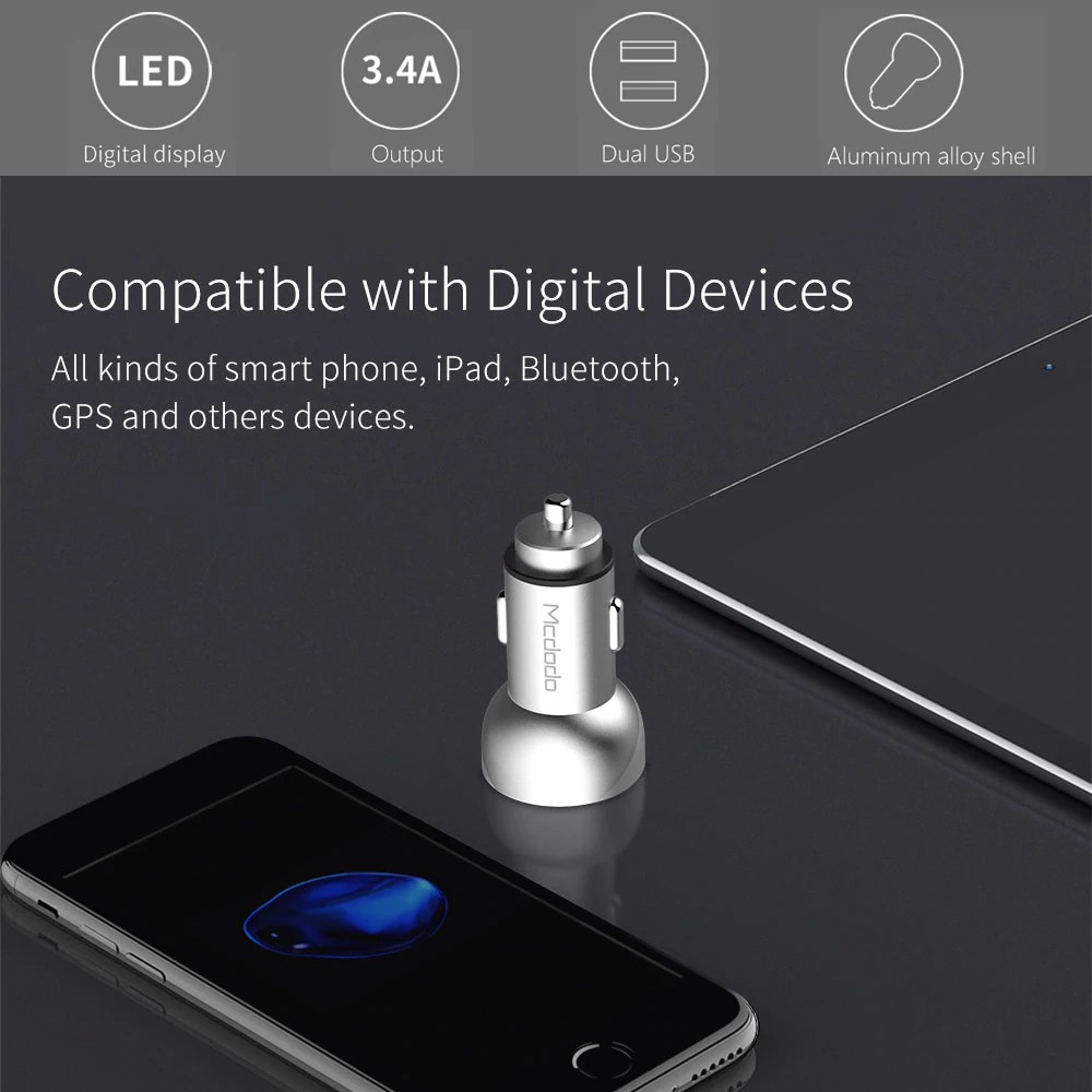 USB sạc nhanh cho iPhone với màn hình LED kỹ thuật số cho Samsung Galaxy