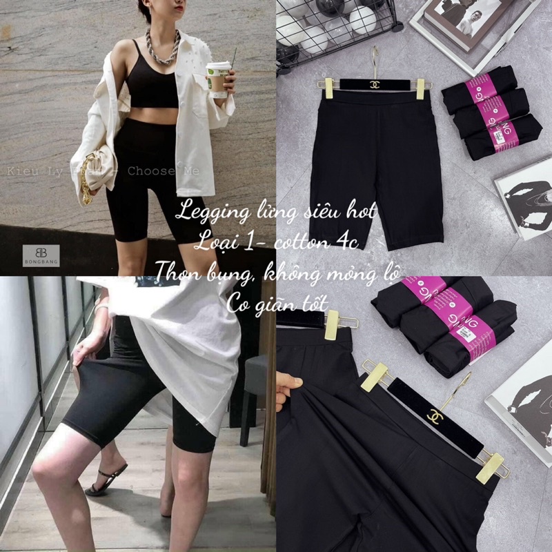 Quần legging lửng dài cotton Thái có túi sau co dãn 4 chiều