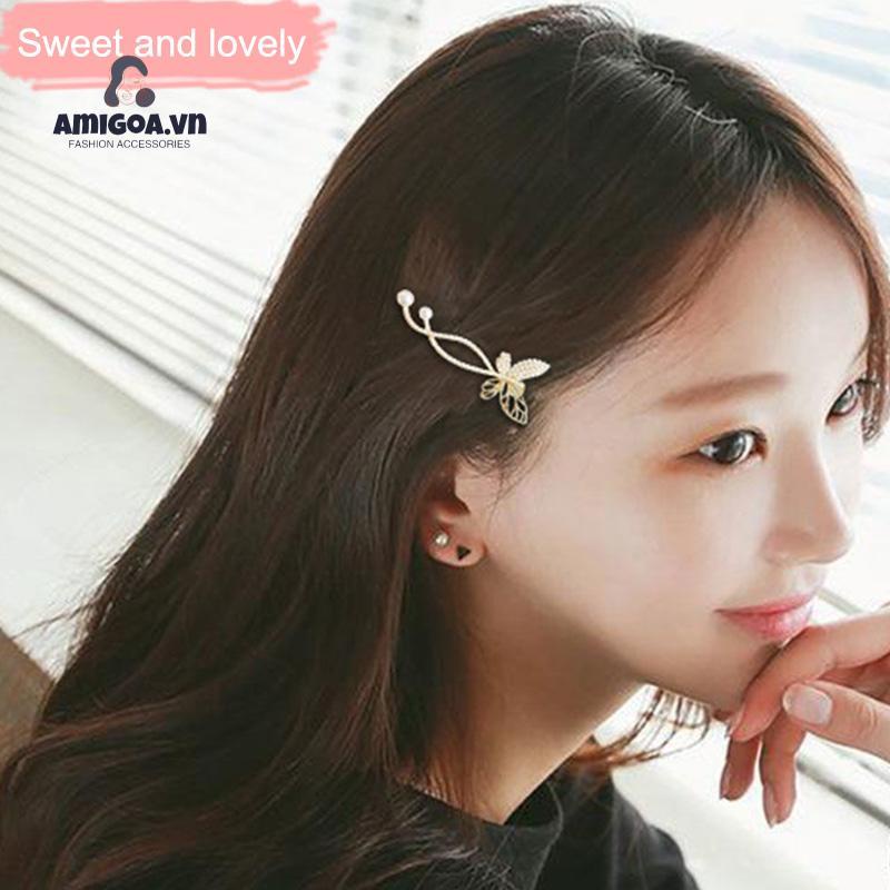 ✨✨Kẹp Tóc Hình Bướm Đính Ngọc Trai Nhân Tạo Thời Trang