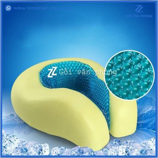 Gối Chữ U Cao Su Non Gel Lạnh ZURI PILLOW - GLC02 Vỏ Vải Có Khuy Cài Tiện Dụng, Nâng Đỡ Toàn Diện, Chống Đau Mỏi Cổ