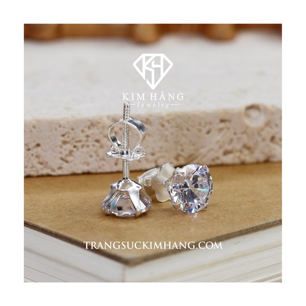 Khuyên Tai Nụ Đá 4 Chấu - Chốt Vặn