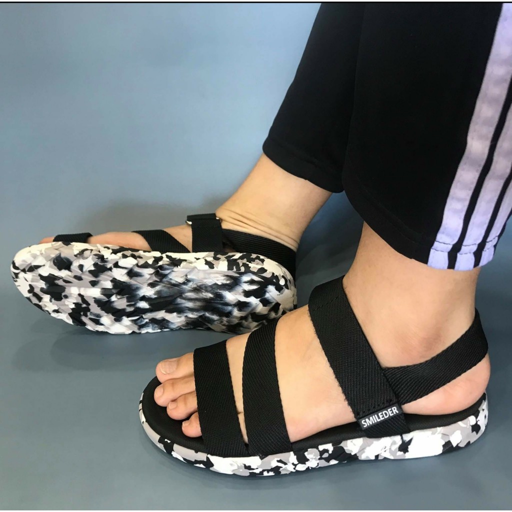 Giày sandal nam nữ SMILEDER camo đen lính đi học đi làm [freeship]