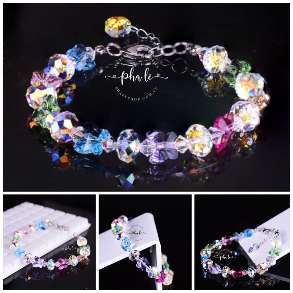 Vòng Tay Pha Lê Bướm Màu S08mm - Tròn Dẹp Được Thiết Kế Từ Pha Lê Swarovski
