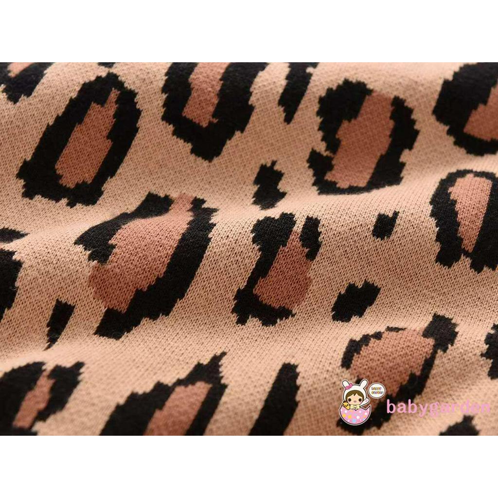 Áo Khoác Len Không Tay Cổ Chữ V Họa Tiết Da Báo Cho Bé Trai