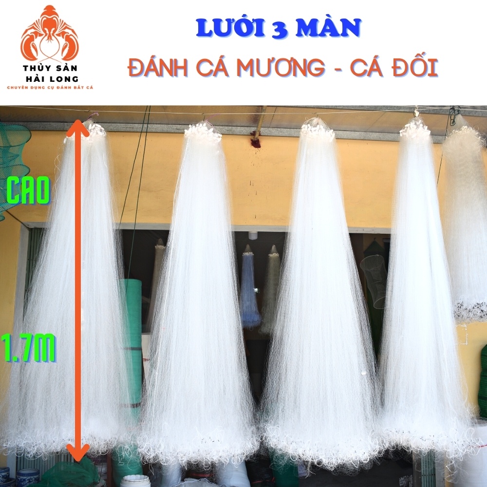 LƯỚI BÉN 3 MÀN ĐÁNH CÁ ĐỐI, CÁ MƯƠNG Ô MẮT NHỎ từ 2.2 - 3 LY