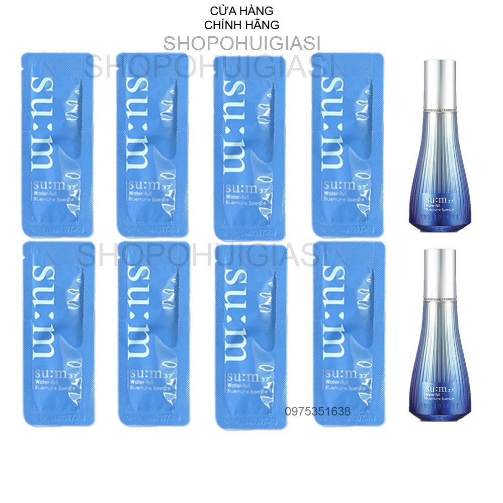 Gói Tinh Chất Phục Hồi Da Sum Xanh Bluemune, Dưỡng Da Căng Mọng Sáng Bóng - Su:m37 Water Full Bluemune Essence 1Ml