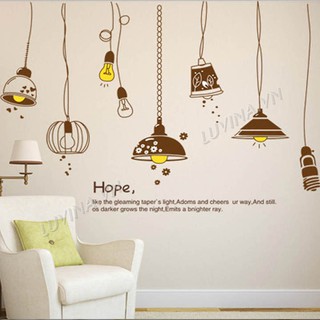 Decal dán tường trang trí phòng khách, phòng ngủ, phòng ăn - Dây đèn nâu