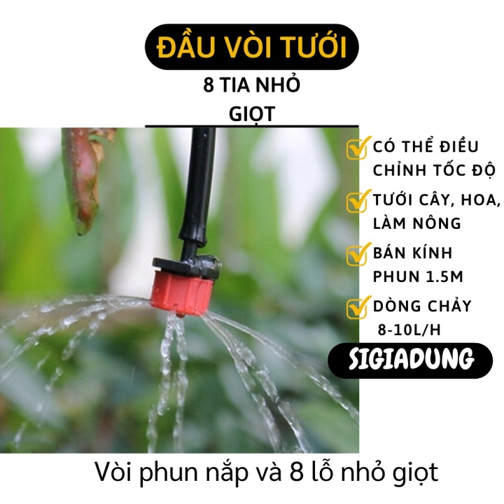 Combo 5 Béc Phun Sương - Đầu Vòi Tưới Cây 8 Lỗ Nhỏ Giọt Có Thể Điều Chỉnh Tốc Độ Nước 6940
