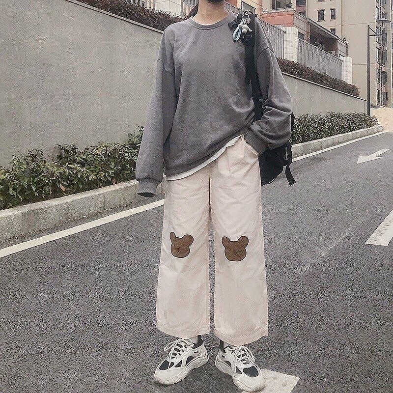 Quần Dài Kaki GẤU NÂU Ống Rộng Form Suông Ulzzang Unisex