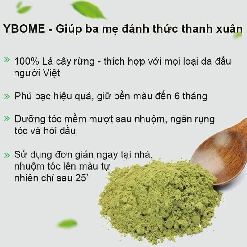 Bột nhuộm tóc phủ bạc Ybome 100% từ lá cây rừng