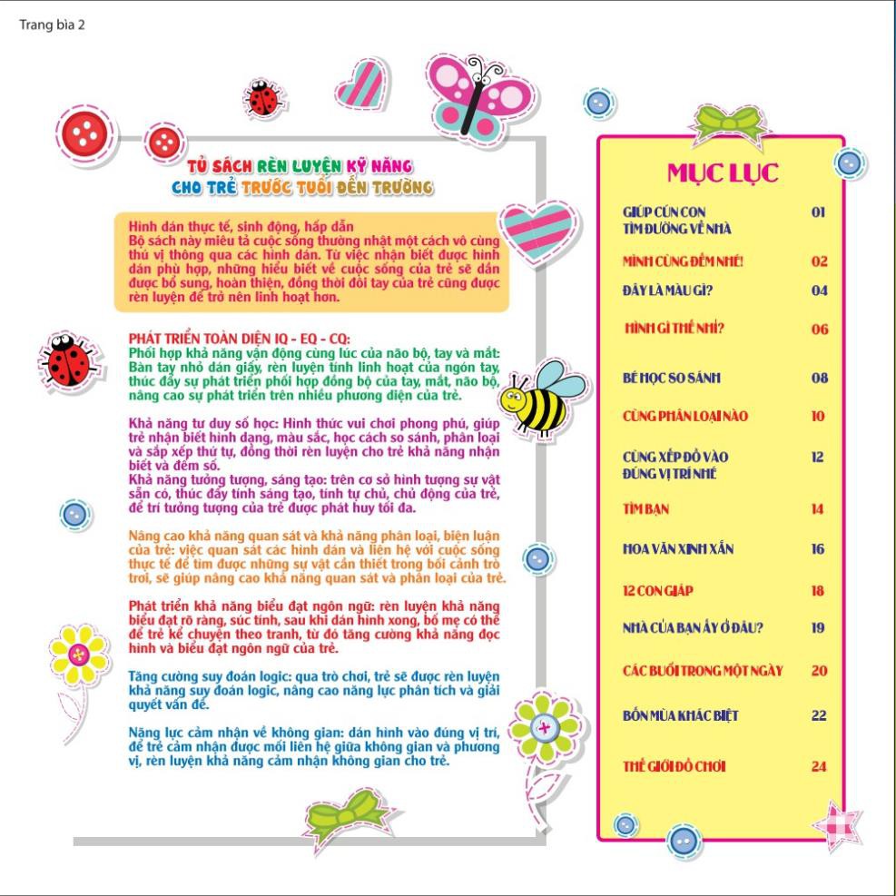 Sách - Rèn luyện phát triển trí óc cho trẻ( 2-6 tuổi) bóc dán hình thông minh IQ-EQ-CQ - C