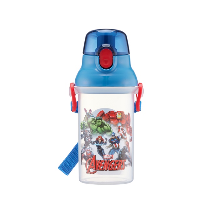 Bình Nước Bằng Nhựa Trong Suốt Kháng Khuẩn Hình AVENGERS marvel 400ml / 480ml + Sản Xuất Tại Nhật Bản