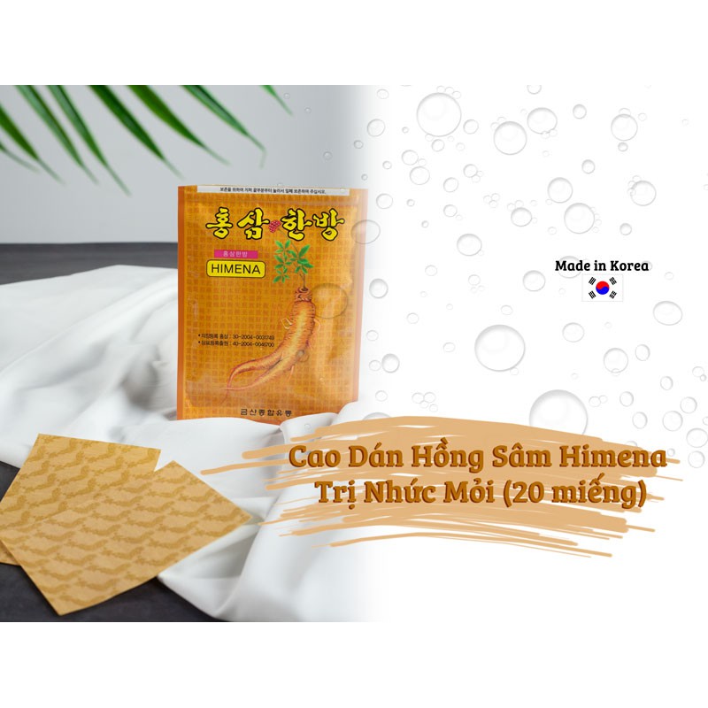 Combo 10 Gói Cao Dán Vàng Hồng Sâm Himena Hàn Quốc