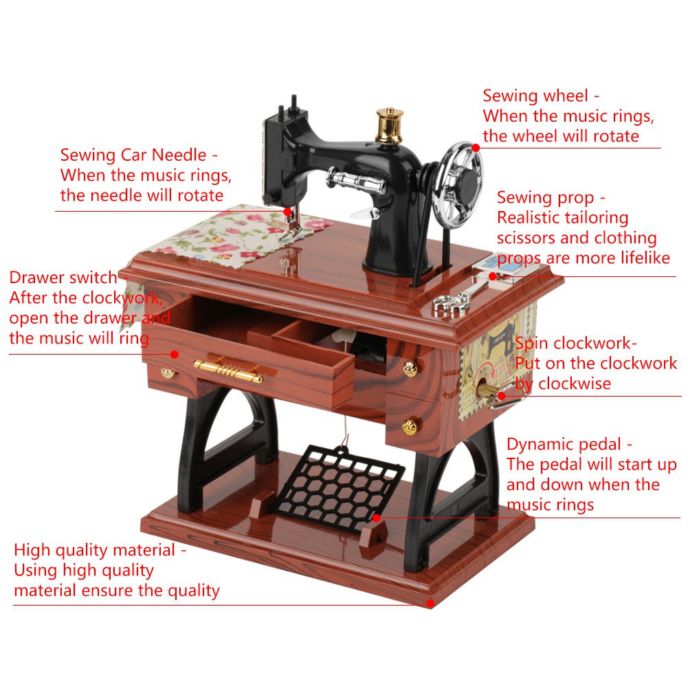 Hộp nhạc mini hình dạng máy may đồ chơi