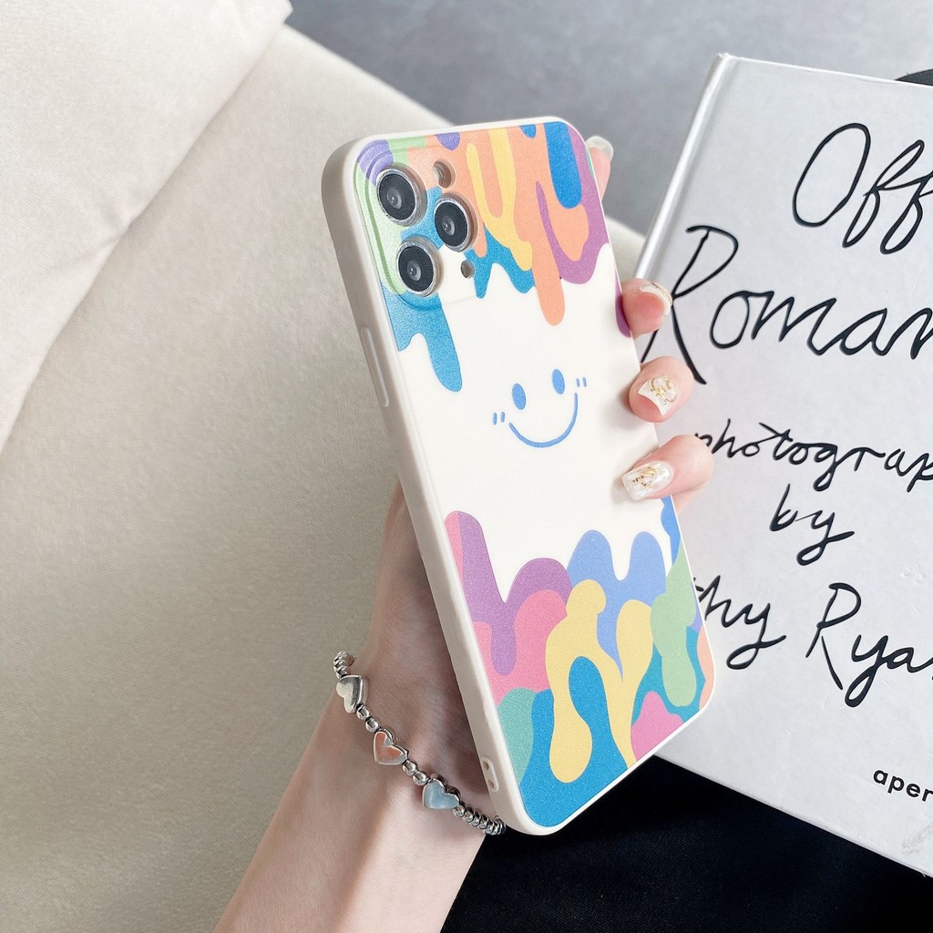 Ốp điện thoại TPU dẻo họa tiết mặt cười kem chảy nhiều màu cho iPhone 12 Pro Max 12 Mini 11 Pro Xr 6 7 8 Plus Xs