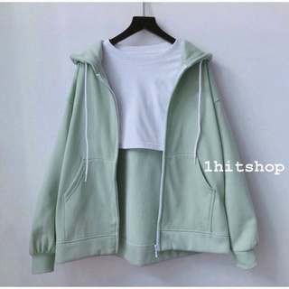 Áo khoác nỉ ngoại hoodie basic trơn 2022 zip form rộng nam nữ unisex hottrend