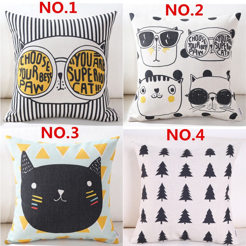 Áo gối kích thước 45cm x 45cm họa tiết hình mèo trang trí sofa sáng tạo | BigBuy360 - bigbuy360.vn